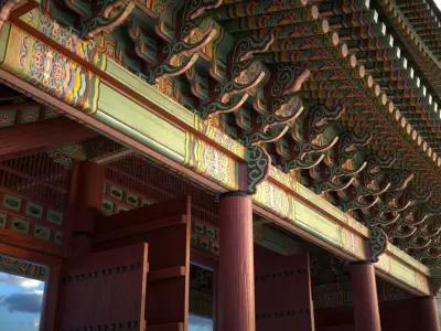 Korea Gyeongbokgung Geunjeongmun Gate - Joseon Palace 3D model