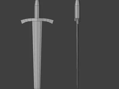 Medieval Templar Sword AAA Short Battle Sword Low-poly 3D model Low-poly 3D model