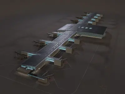 Airport Terminal Satellite4 LFPG Low-poly 3D model