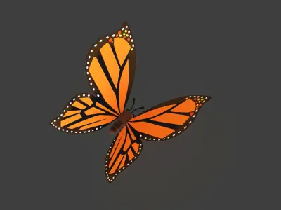 Cartoon Butterfly Wing Flapping 01 Animated Low-poly 3D model