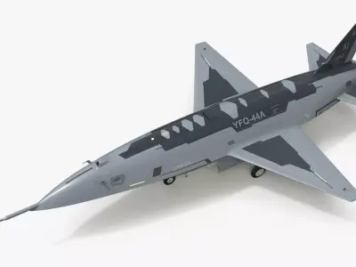YFQ-44A Armed Fighter Aircraft with Missiles Gunmetal Grey 3D model
