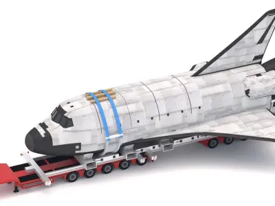 Lowboy Trailer with Space Shuttle 3D model