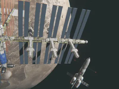 space solar panels and radiators bundle  kitbash  Low-poly 3D model