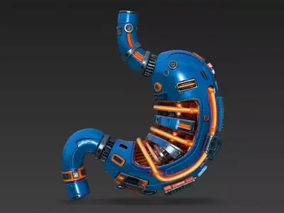 Blue Cyberpunk Tech Stomach Model Bundle Low-poly 3D model