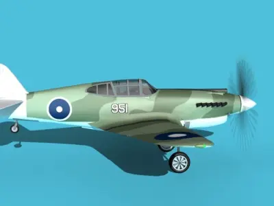 Curtiss P-40B Tomahawk V12 Australia 3D model