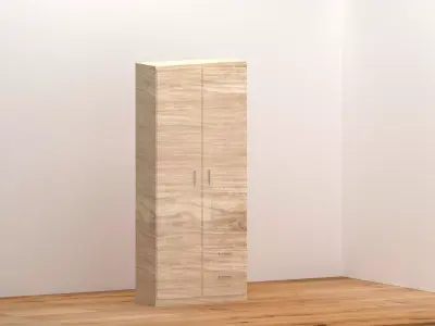 Modern Wooden Wardrobe Cabinet Free 3D model