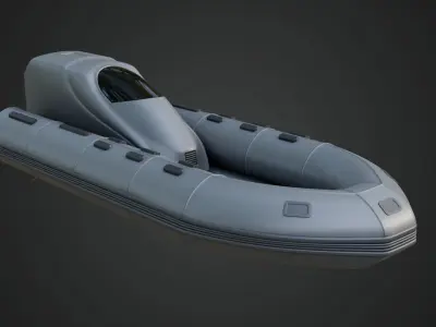 Civilian Inflatable Dinghy Silver Color 3D model