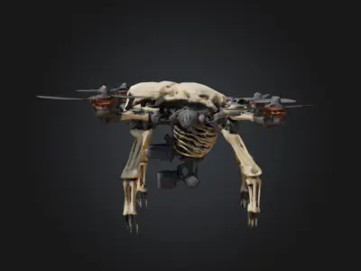 futuristic Skeleton drone with silicon carbide material FRD-04 Low-poly 3D model