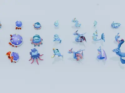 Monsters Mega Pack 66 Monsters Low-poly 3D model