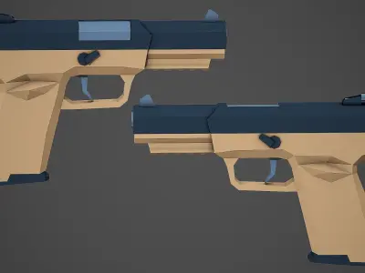 Stylized FiveSeven Pistol Low Poly Mobile Ready Low-poly 3D model