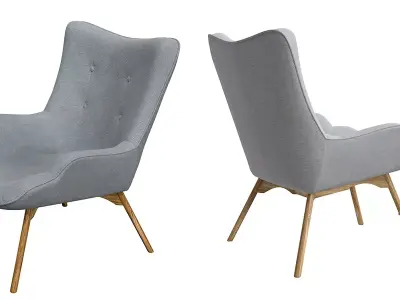 Armchair with pouf jysk EJERSLEV grey Free 3D model