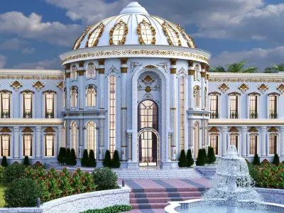 The grand luxurious palace Low-poly 3D model
