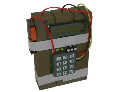 3D Explosive Device with Timer Game and Animation Ready Low-poly 3D model
