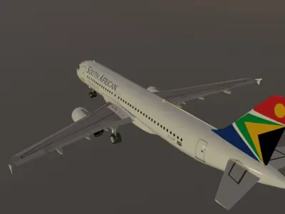 South African Airways airbus a320-232 low poly 3d model Low-poly 3D model
