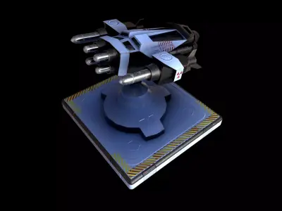 Missile Turret  Low-poly 3D model