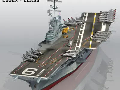 USS Hancock CV-19 Essex-class aircraft carriers 3D model