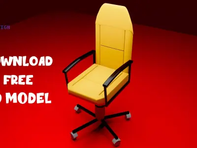 Low-Poly Computer Chair - Game-Ready 3D Model Free low-poly 3D model