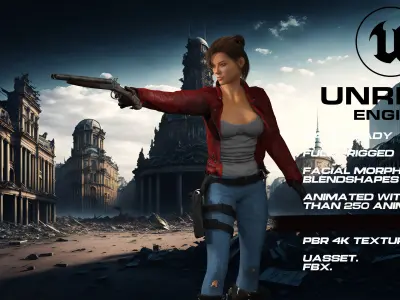 Zombie Hunter full rigged - game ready - animated Low-poly 3D model