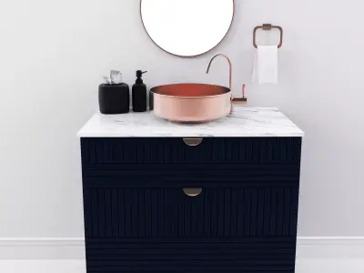 Washbasin bathroom vanity in navy copper Free 3D model