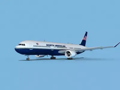 Boeing 767-400 North American 3D model