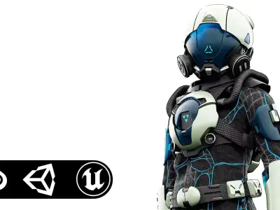 CYBER ASTRONAUT-F  Rigged for Unreal Engine - Unity - MIXAMO 3D model
