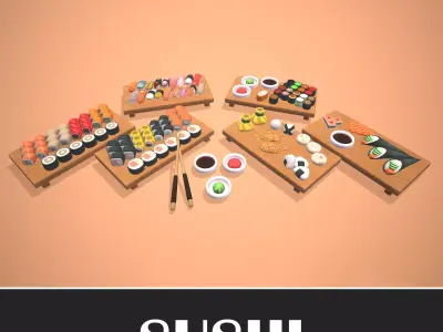 Sushi - Stylized Food Pack Low-poly 3D model