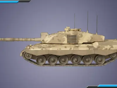 Challenger II LowPoly Model-6 Skins-4K textures-Rigged-Tank Low-poly 3D model