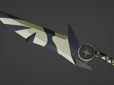 stylized golden double daggers Free low-poly 3D model