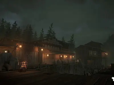 Asian Fishing Village Environment Low-poly 3D model