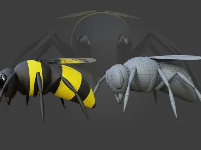 Honey Bee 3D Cartoon Animal Low-poly 3D model