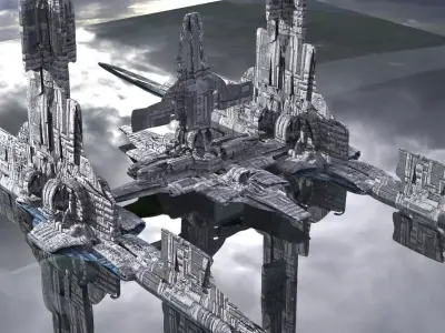 Unique Sci-Fi Tower Design 2 and 3 3D model