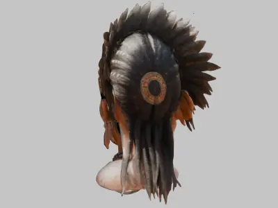 Aztec Woman Head Bust Low-poly 3D model