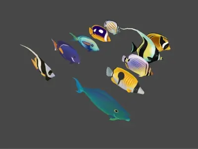 3D Casual Fish Animation Pack Low-poly 3D model