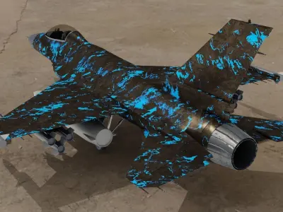 F 16 3D model fighter jet camouflage Low-poly 3D model