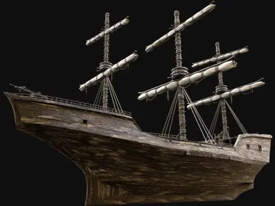 SHIP GALLEON BOAT GALLEY ARK BARGE PIRATE CORSAIR WATERCRAFT AAA Low-poly 3D model