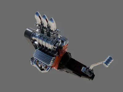 Cartoon V8 vintage engine 3D model