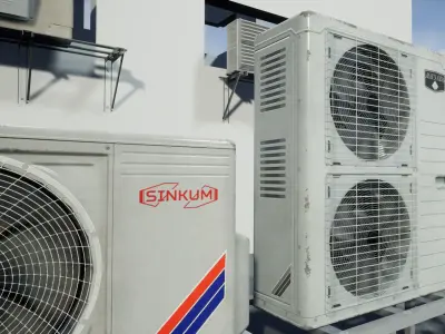 6x unique Animating Air Conditioner Low-poly 3D model