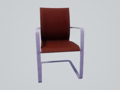 Modern chair deep red wool - lavender painted wood Low-poly 3D model