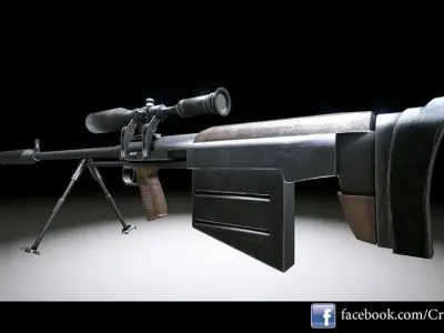 Ksvk Sniper Rifle Low-poly 3D model