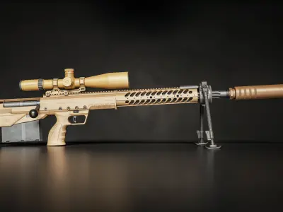 Desert Tech HTI Sniper Rifle Low-poly 3D model