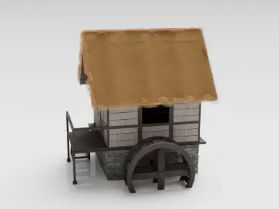 Medieval Mill Low-poly 3D model