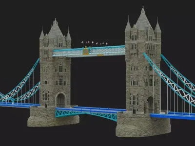 London Tower Bridge  Low-poly 3D model