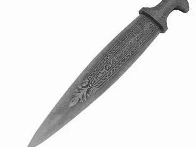 Solid silver dagger 3D model