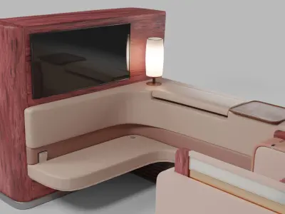 Luxury plane seat Low-poly 3D model