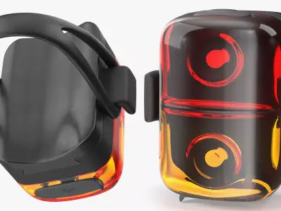 Compact Bike Tail Safety Light Red Yellow 3D model