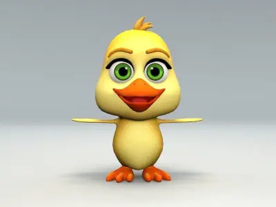 cartoon chicken Low-poly 3D model