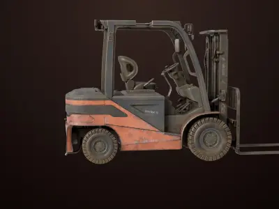 Old Dusty Forklift Truck03 Orange All PBR Textures 3D model