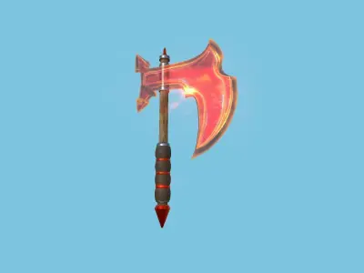 Medieval Battle Axe 02 Transparent Red - Fantasy Weaponry Low-poly 3D model