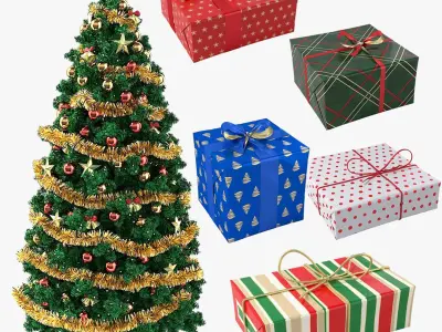 Christmas Tree and Presents Bundle 3D model