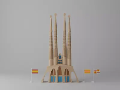 Sagrada Familia Facade Barcelona Low-poly 3D model